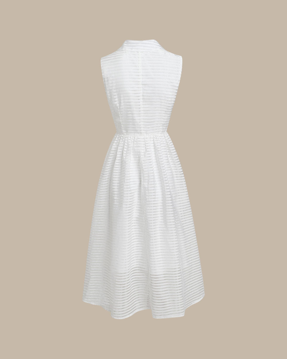 White Striped Sleeveless Midi Dress