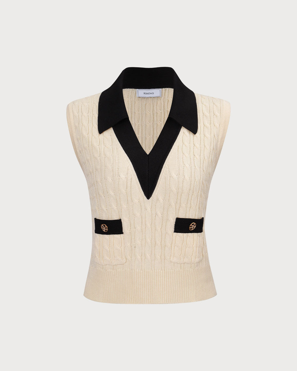 The Apricot Collared Colorblock Knit Tank Top
