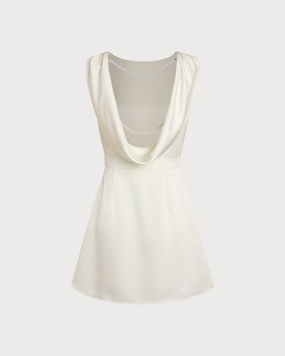 Apricot Boat Neck Pearl Mini Dress