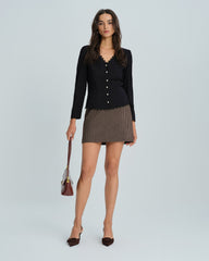 Black V Neck Lace Blouse