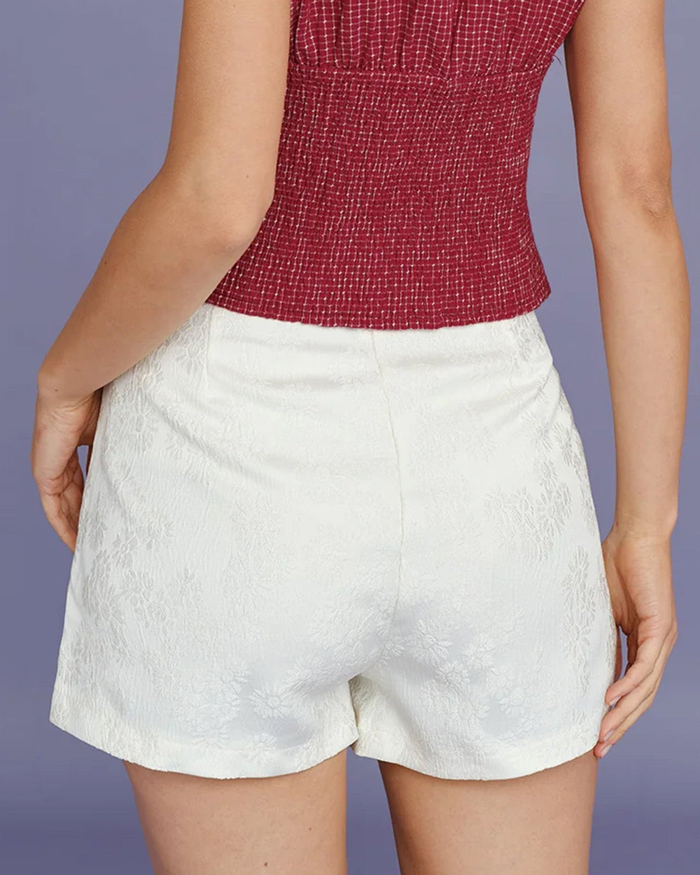 Apricot Jacquard Pockets Shorts