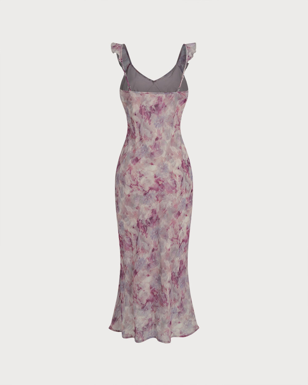 Purple Ruffle A-Line Slip Maxi Dress