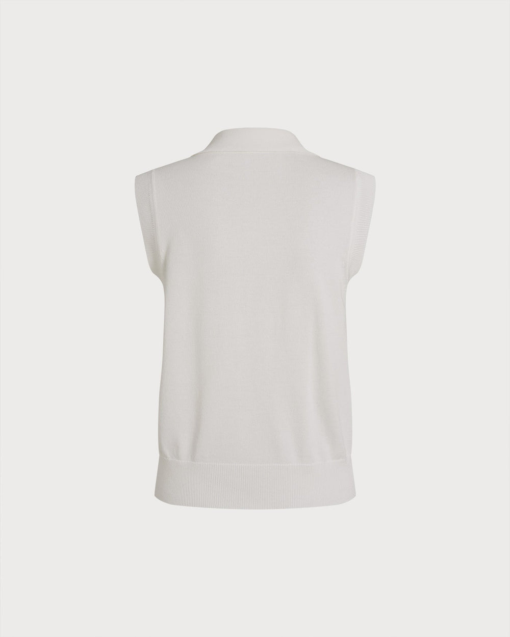 White Collar Textured Button Tank Top