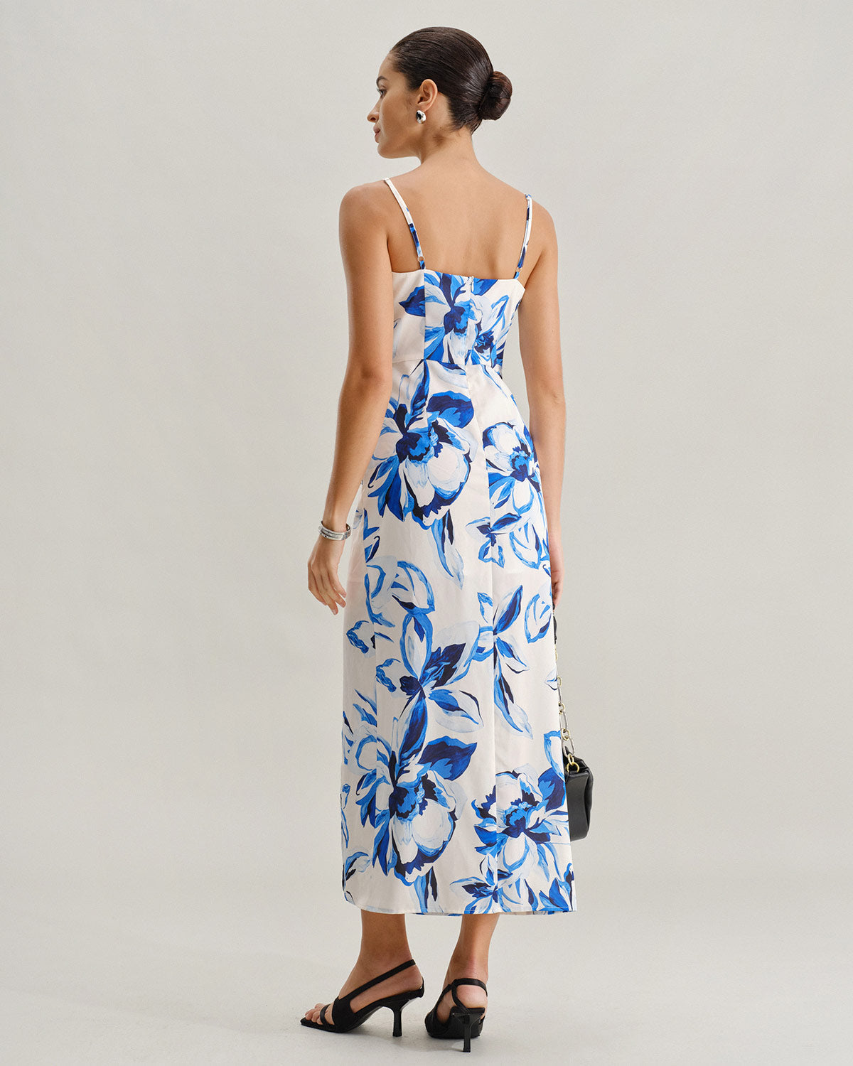 Blue Floral Bohemian Slip Maxi Dress