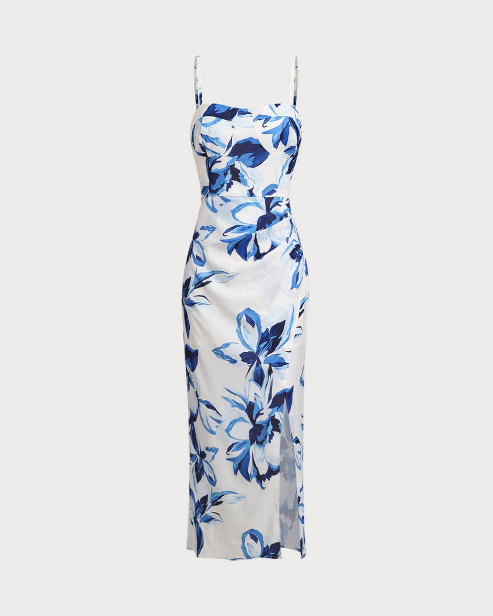 Blue Floral Bohemian Slip Maxi Dress