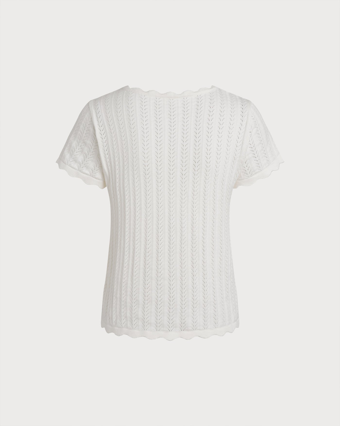 White Square Neck Textured Tee