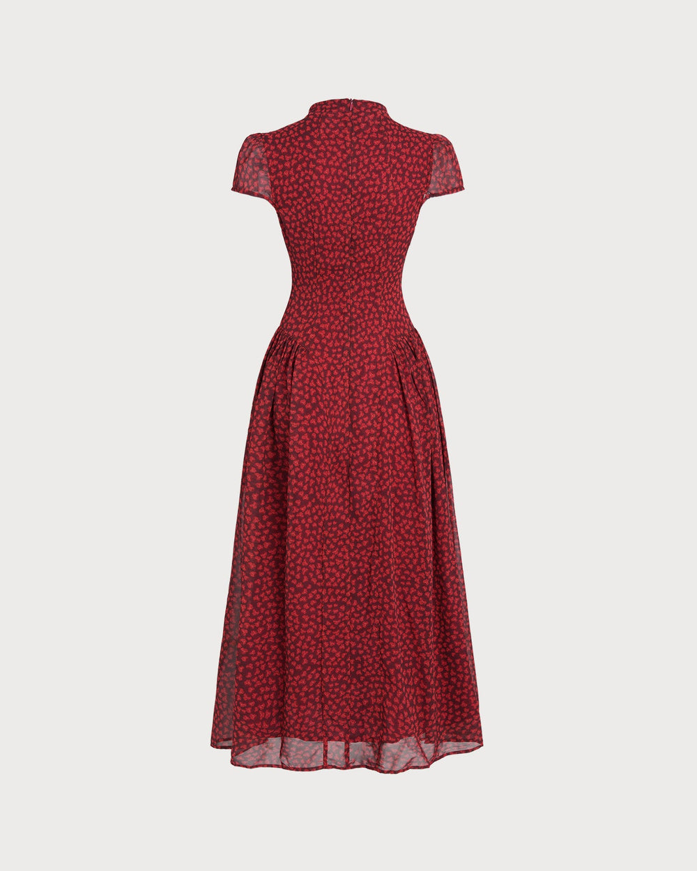 Red Cap Sleeve Floral Maxi Dress
