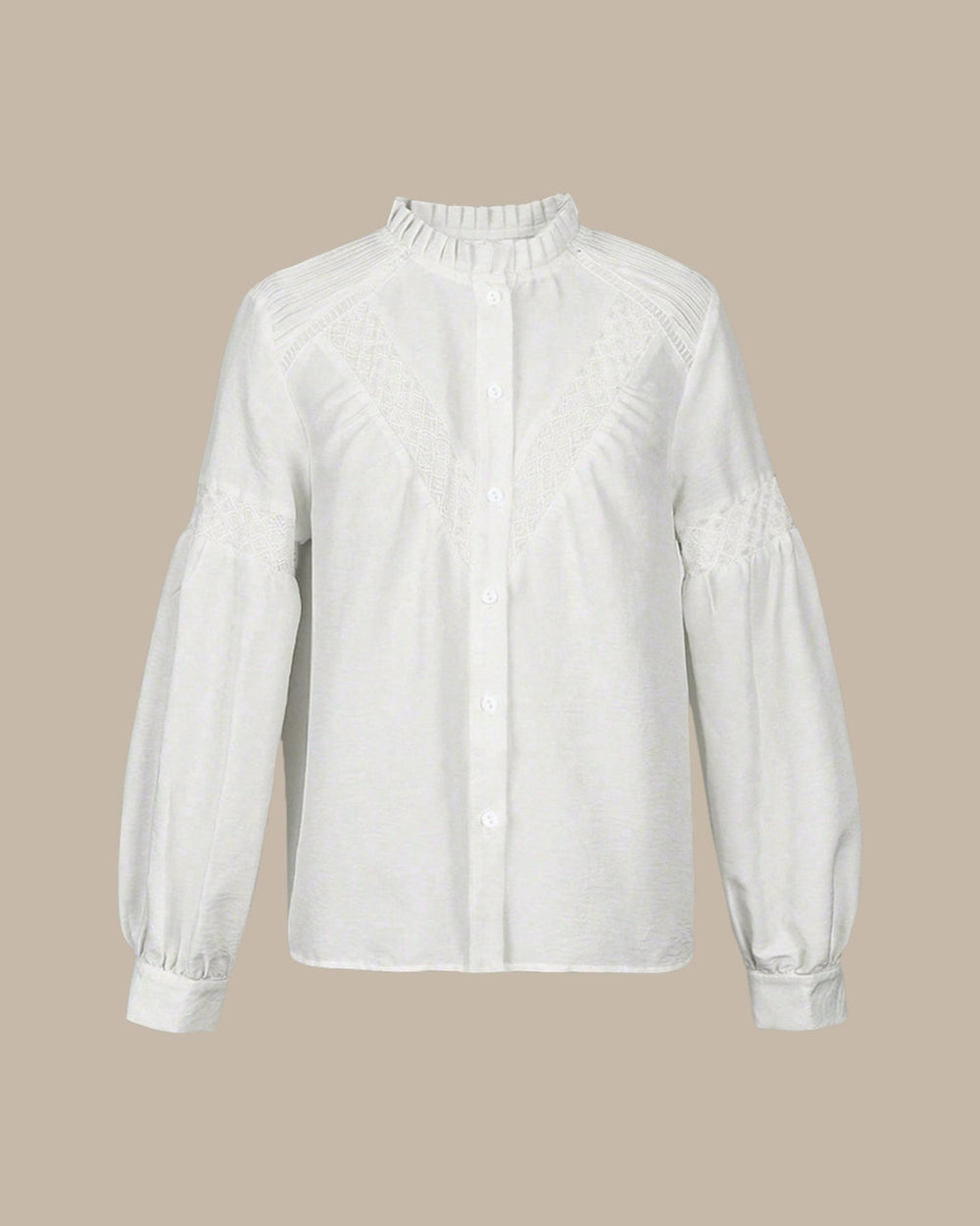 White Button Ruffled Shirt