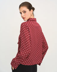 Red Polka Dot Tie Neck Shirt