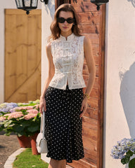 White Collar Floral See Through Tank