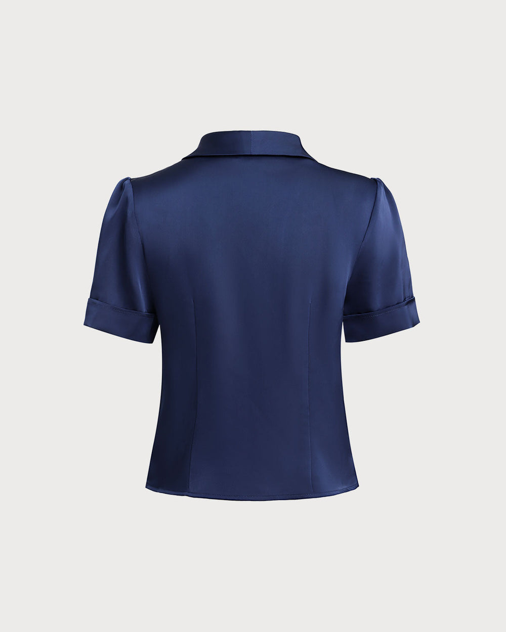 Navy Satin Button Blouse