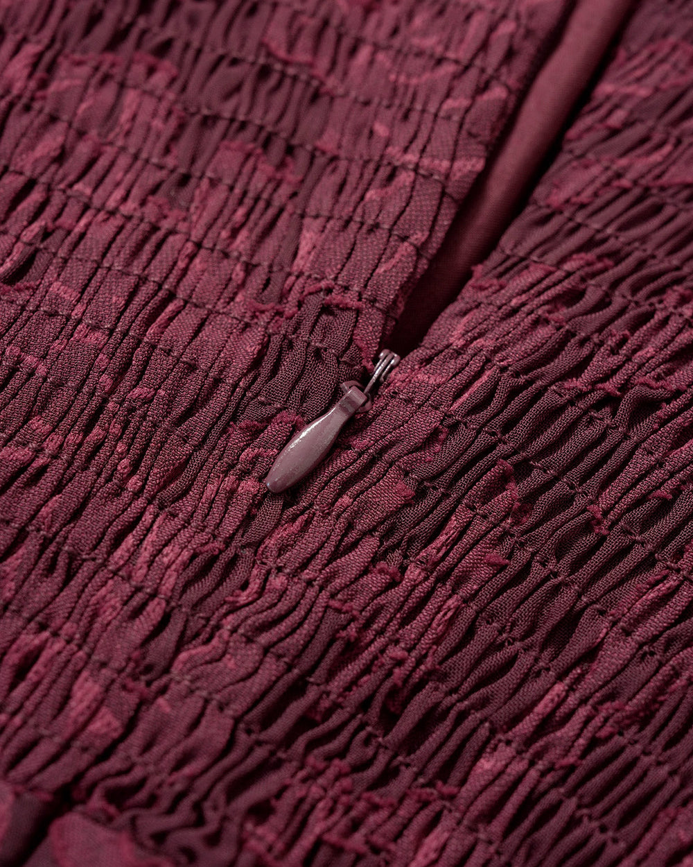 Wine Red Jacquard Slit Midi Dress