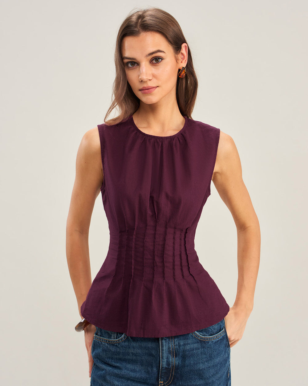 Purple Ruched Tank Top