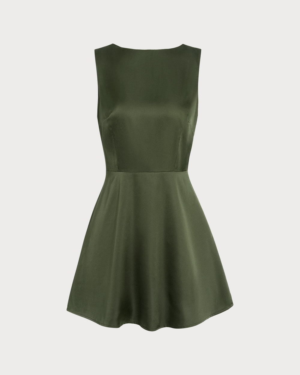 Green Satin Sleeveless Mini Dress