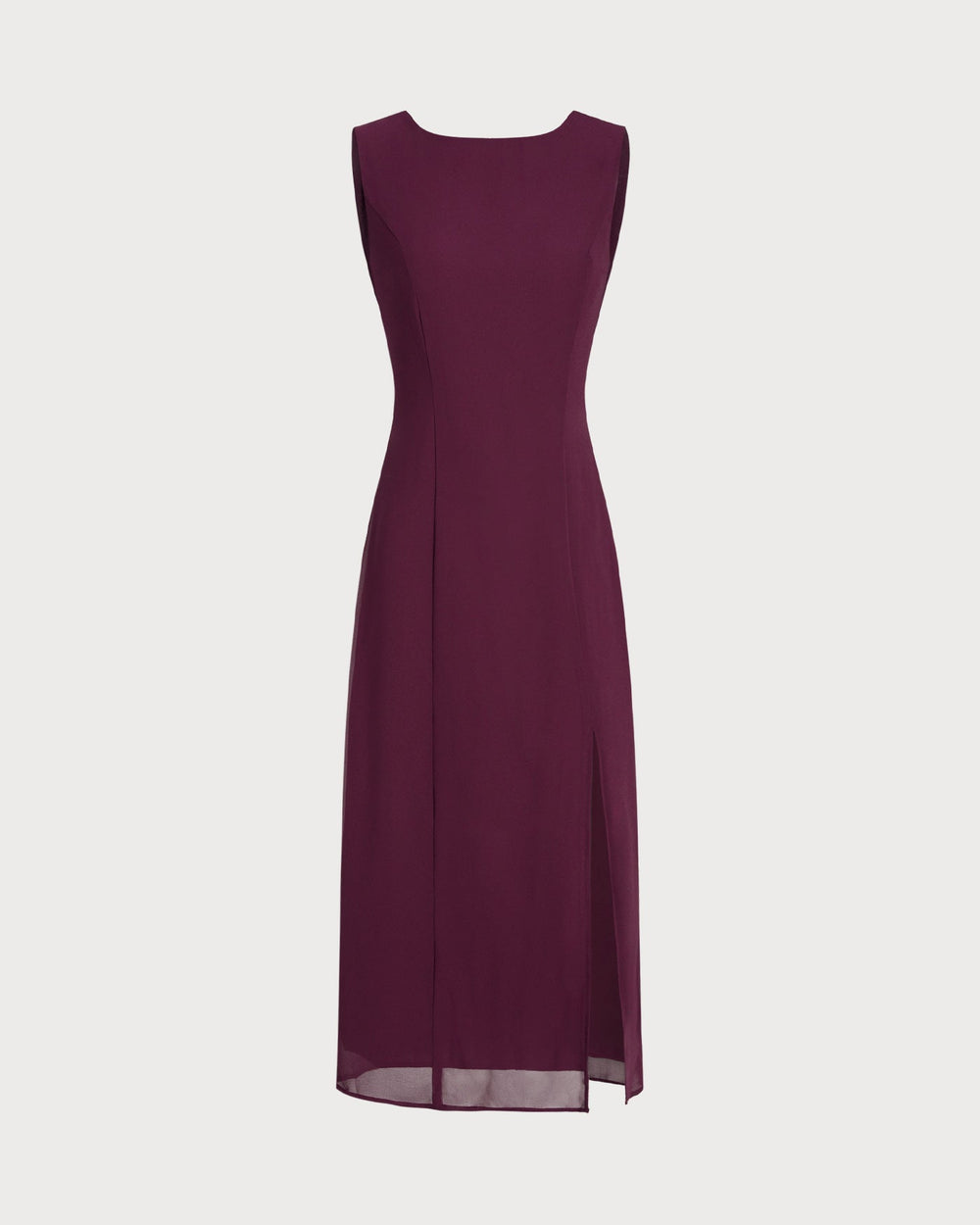 Wine Red Boat Neck Backless Midi Dress