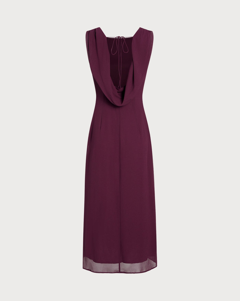 Wine Red Boat Neck Backless Midi Dress