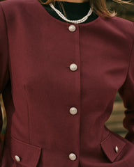 Wine Red Single Breasted Jacket