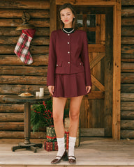 Wine Red Single Breasted Jacket