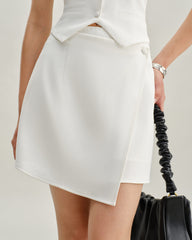 White Irregular Mini Skirt