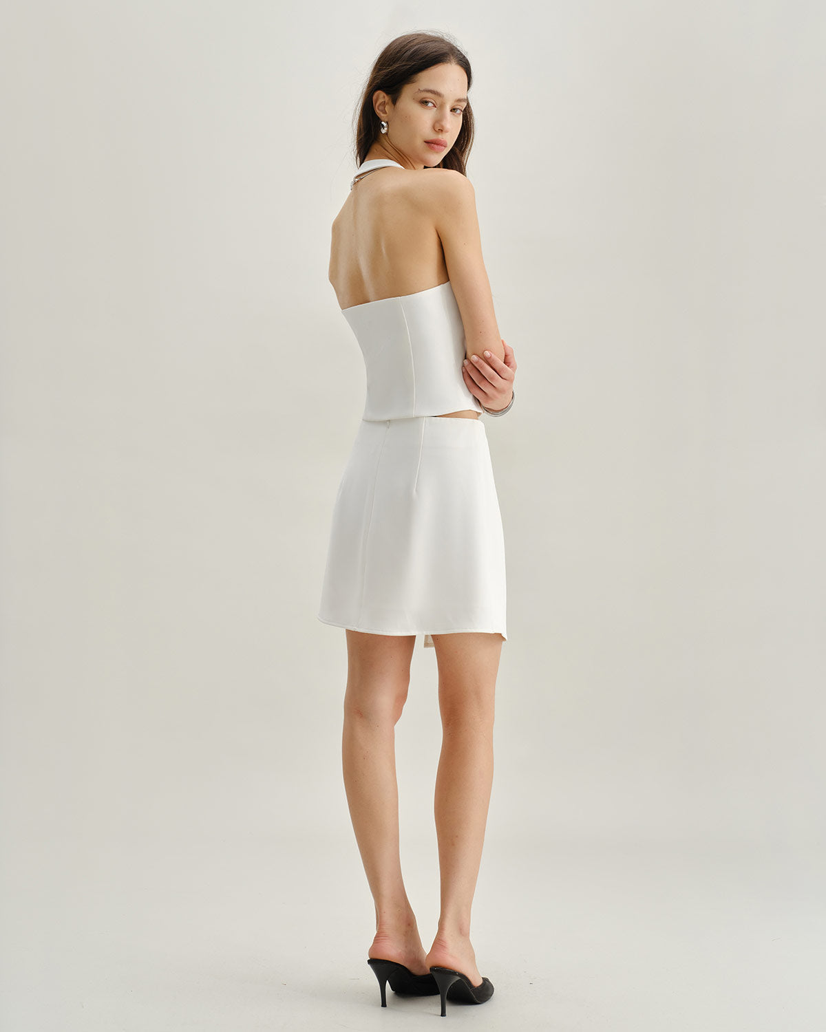 White Irregular Mini Skirt