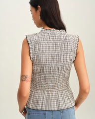 Black Plaid Bowknot Tank Top