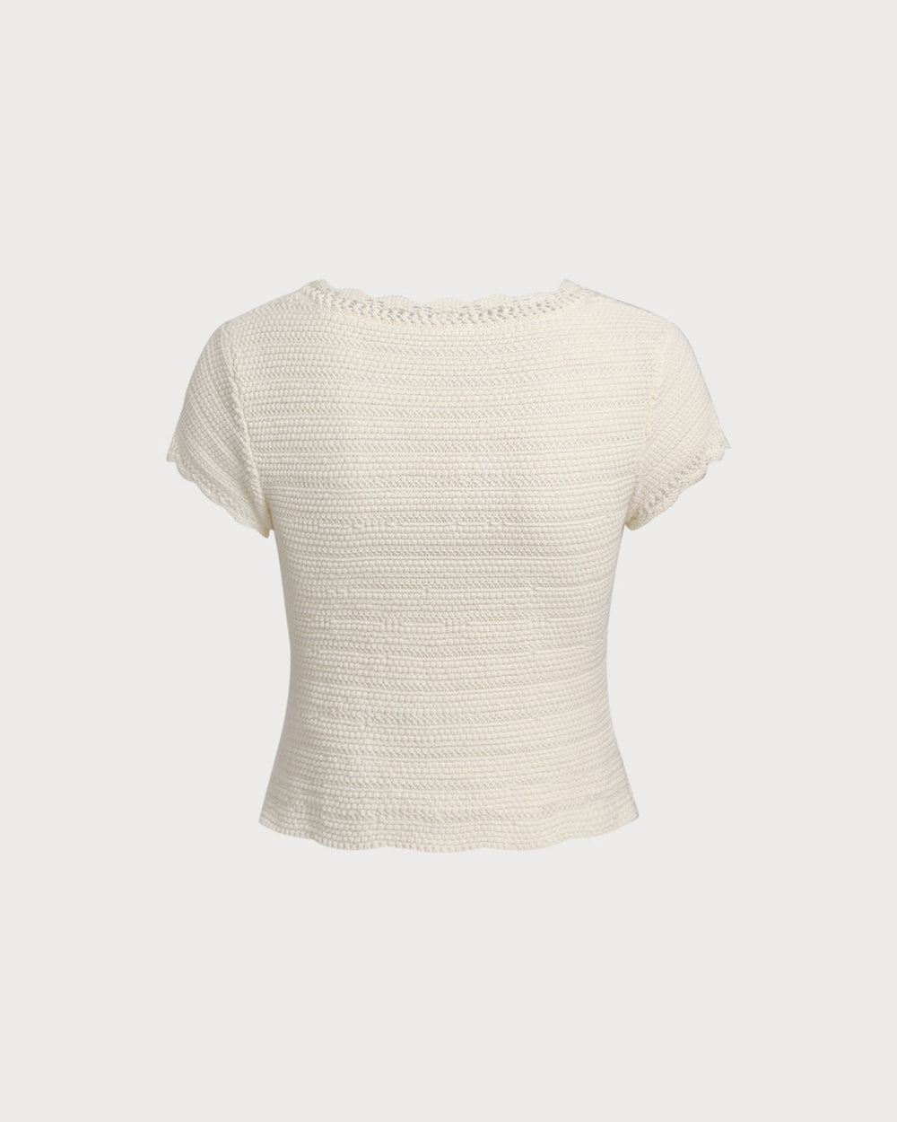 Beige U Neck Textured Cardigan