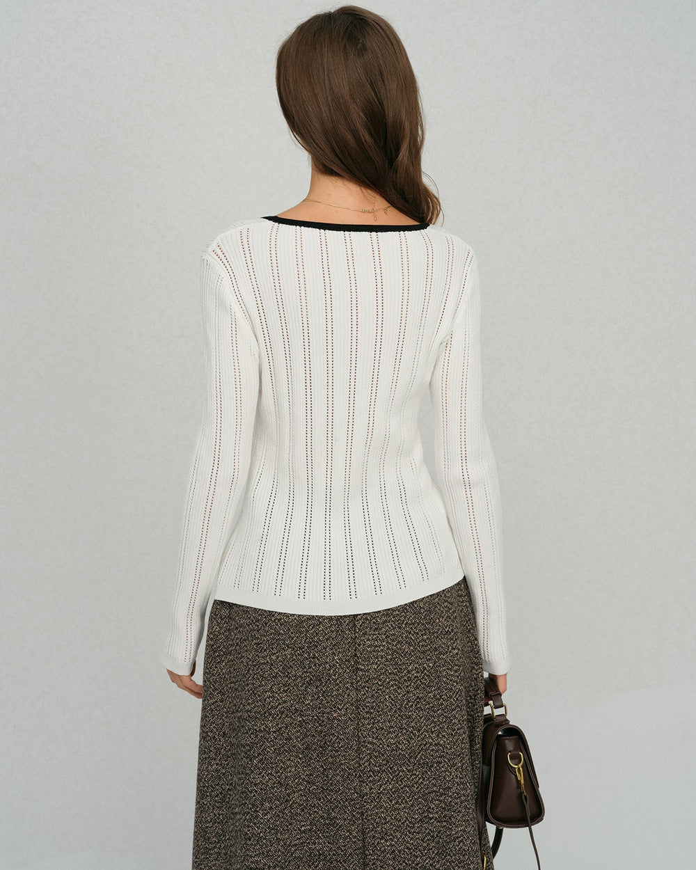 White  Single Breasted Viscose Knit Cardigan