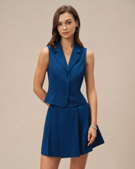 Blue Pockets A-Line Mini Skirt
