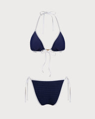 Blue Contrasting Halter Bikini Set