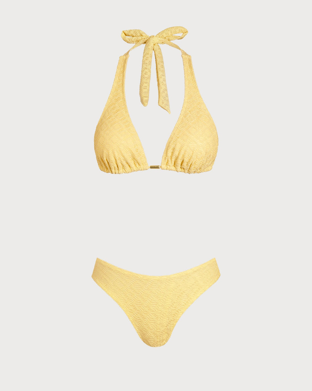 Yellow Jacquard Textured Bikini Set