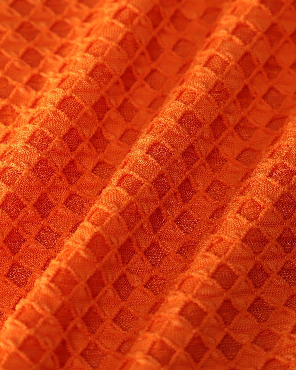 Orange Elastic Waist Textured Bikini Set