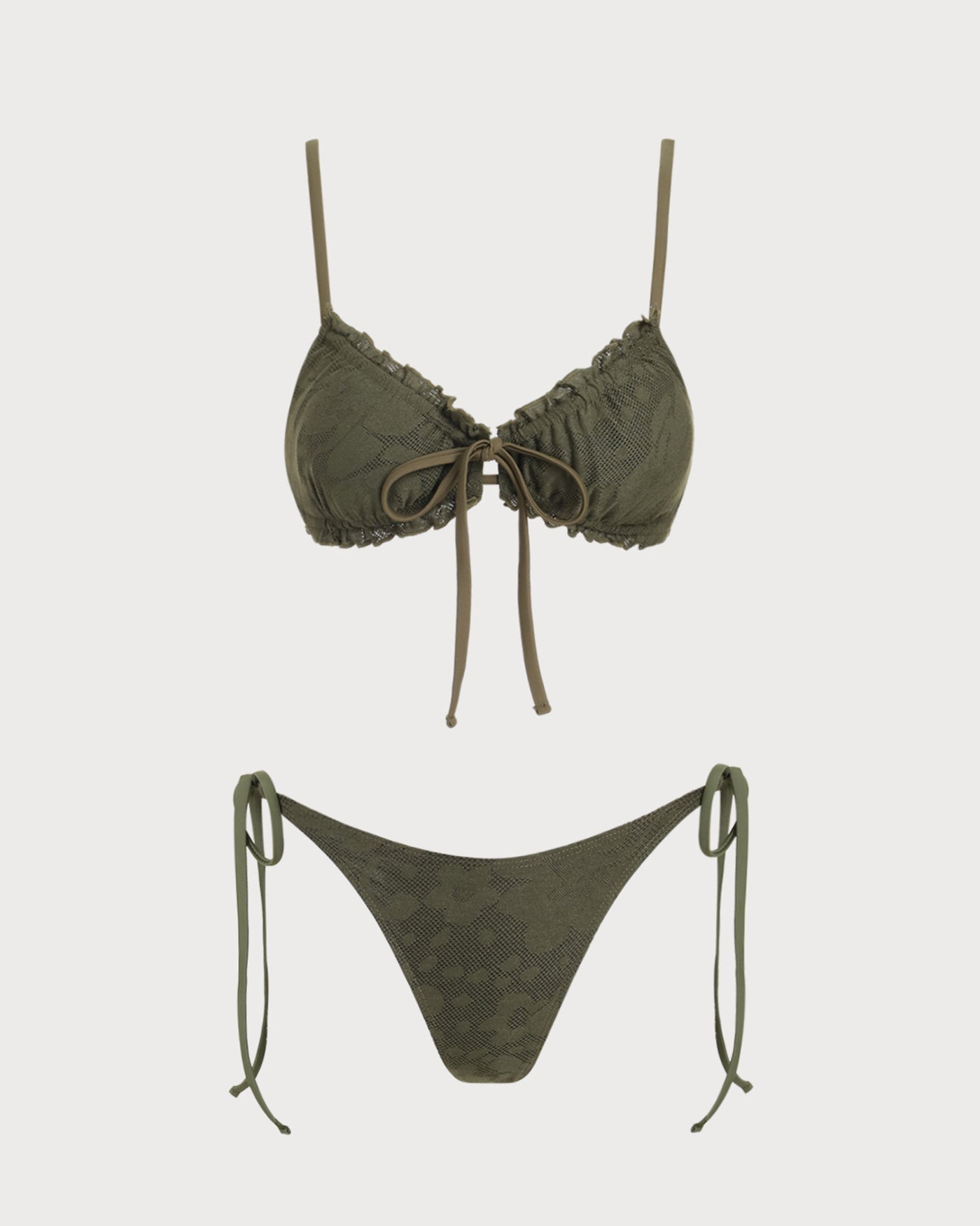 Green Jacquard Bikini Set