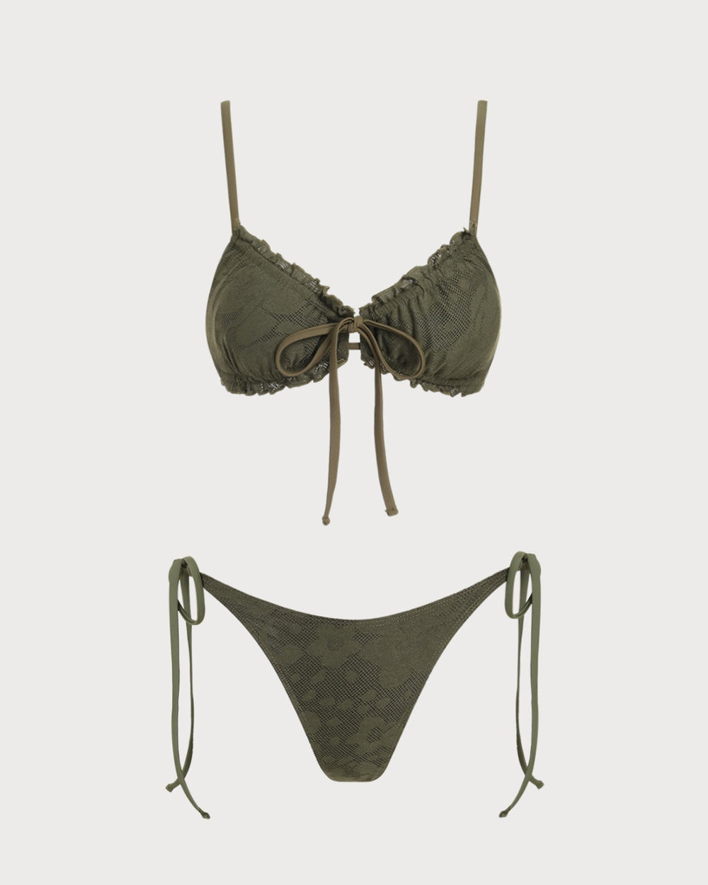 Green Jacquard Bikini Set