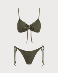 Green Jacquard Bikini Set
